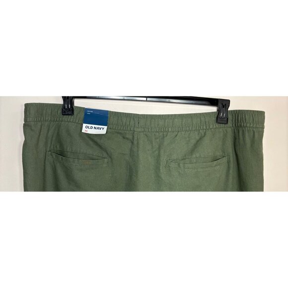 Old Navy Women's Olive Green Linen-Blend Cropped Pants 3X Elastic Waist NWT - Picture 4 of 6